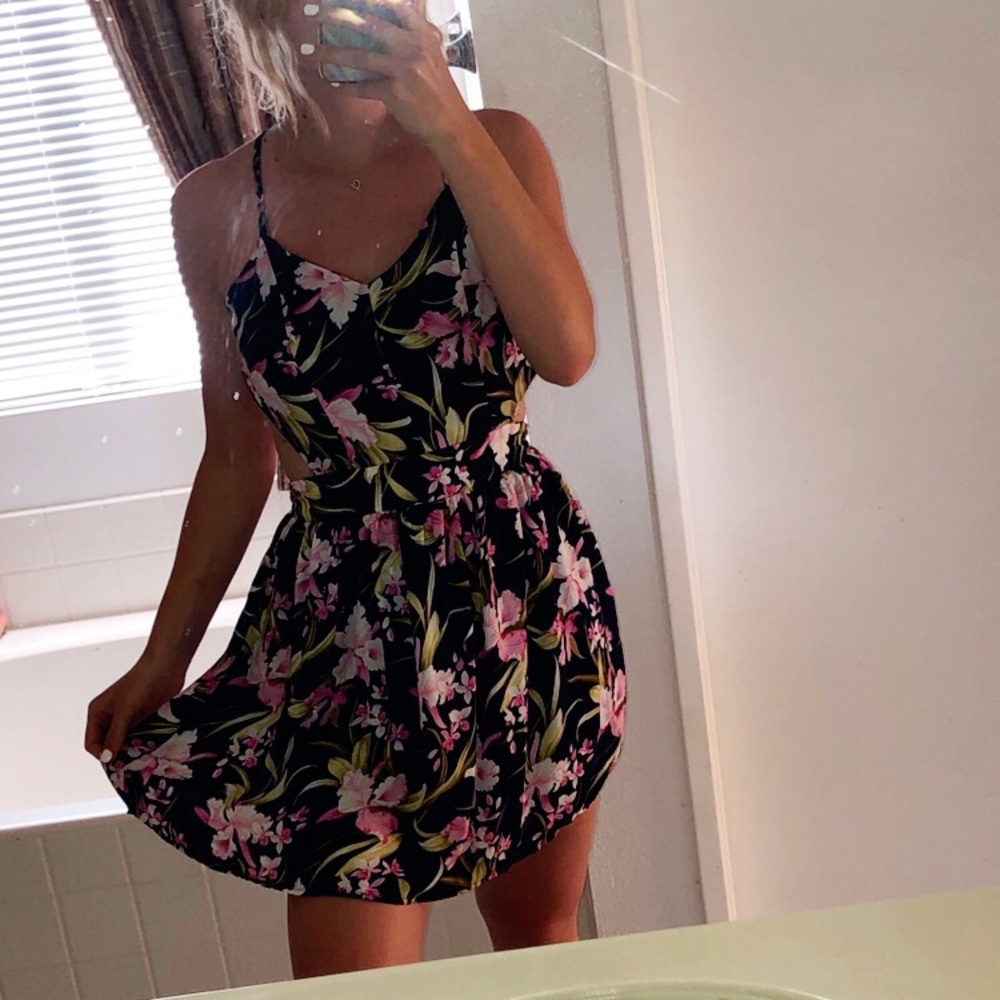 floral mini cut out dress